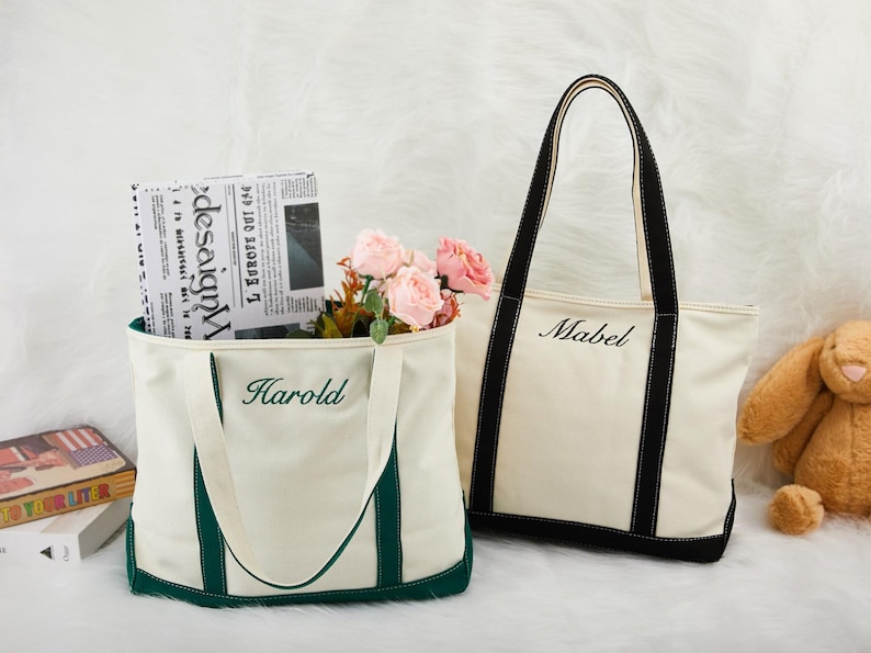 Personalized Canvas Tote Bag – Custom Embroidered Name Tote – Bridesmaid Gift Bag – extra image
