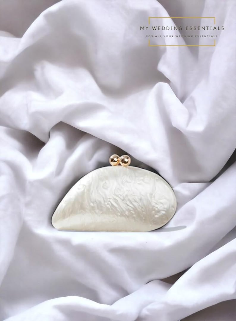 Luxury Shell Clutch Bag | Egg-Shaped Wedding Handbag | Bridal Evening Purse | Elegant Acrylic Clutch | AmazPromo