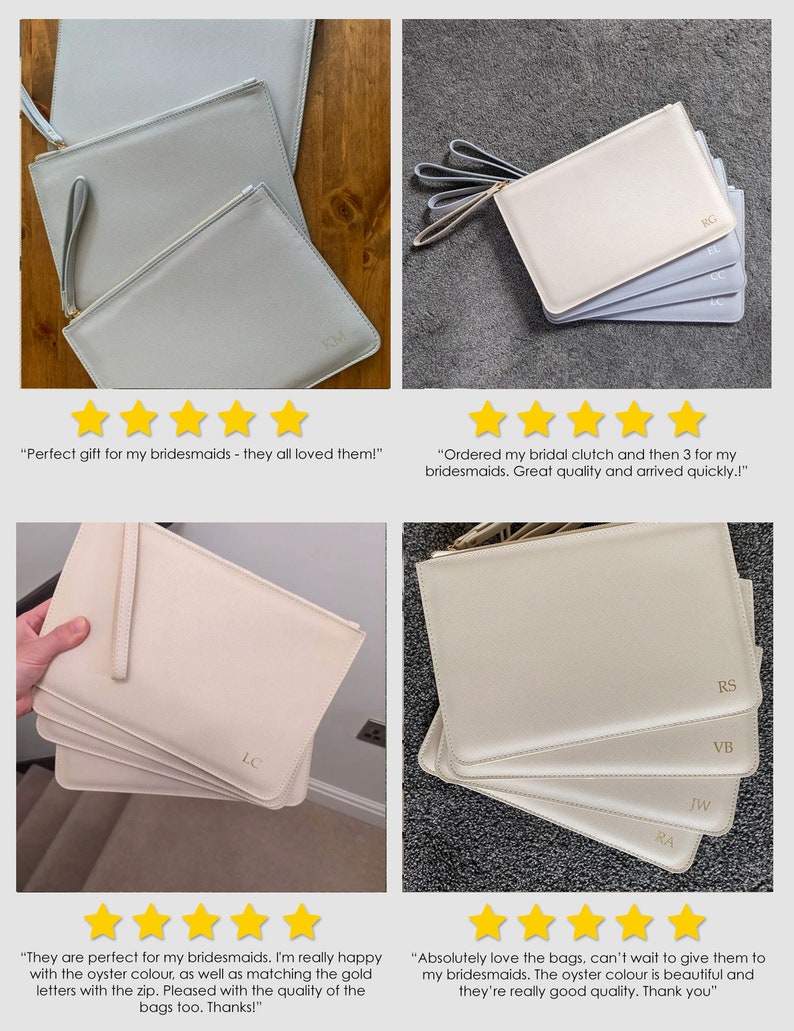 Personalised Bridesmaid Clutch Bag – Custom Initial Pouch, Monogram Wedding Gift | AmazPromo