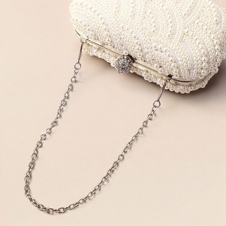 Luxury White & Silver Clutch Bag | Elegant Wedding & Evening Handbag | Designer Party Purse | Bridal | AmazPromo