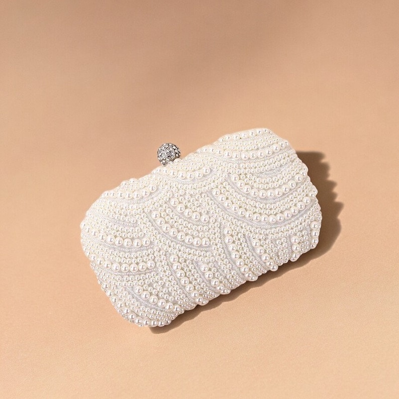 Luxury White & Silver Clutch Bag | Elegant Wedding & Evening Handbag | Designer Party Purse | Bridal extra image