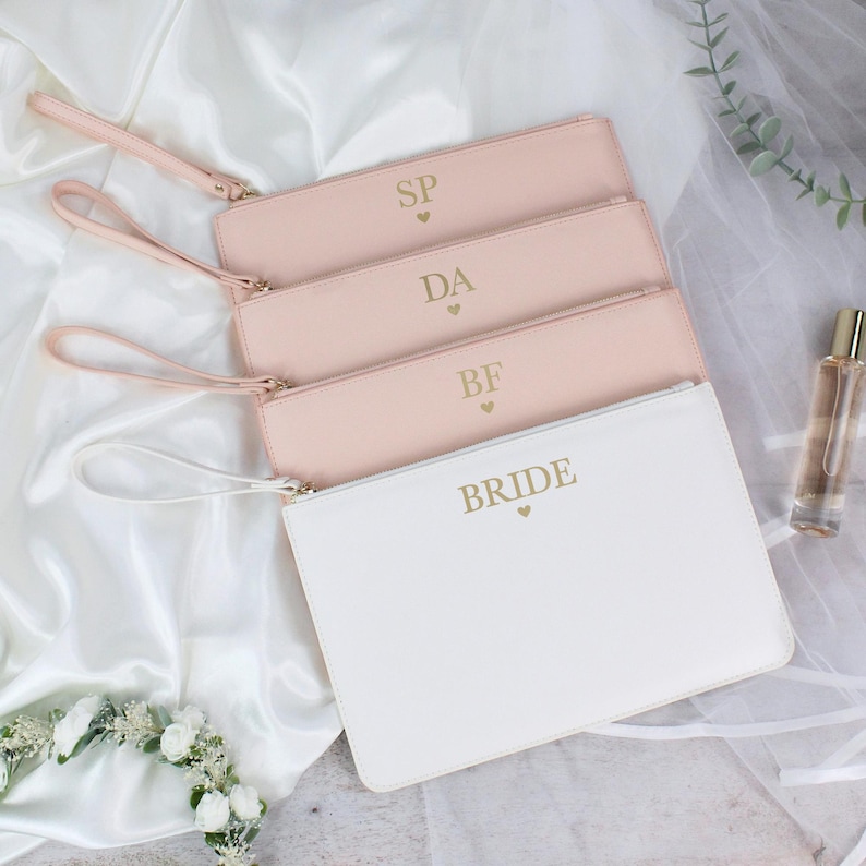 Personalised Wedding Clutch Bag for Bride & Bridesmaids – Custom Bridal Wristlet, Elegant Bridesmaid | AmazPromo