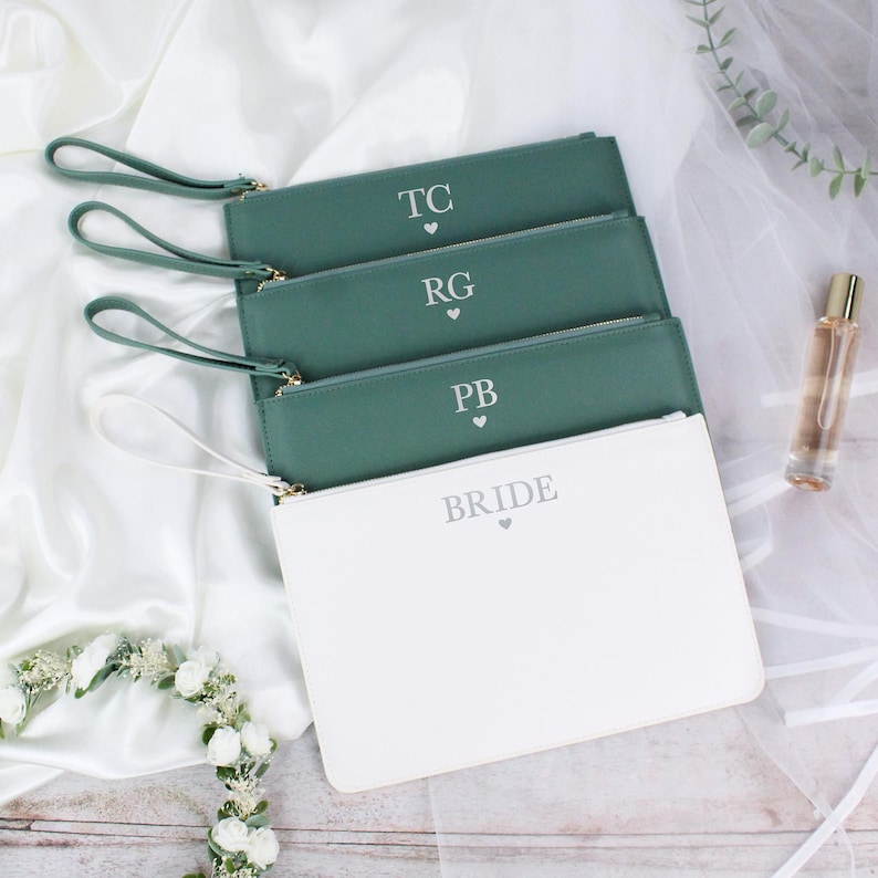 Personalised Wedding Clutch Bag for Bride & Bridesmaids – Custom Bridal Wristlet, Elegant Bridesmaid | AmazPromo