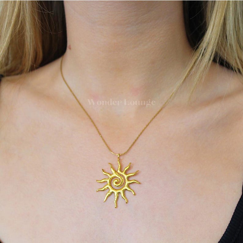 18K Gold Sunburst Necklace – Waterproof Sun Pendant for Women | Dainty Sun Ray Necklace | Gold-Plate extra image