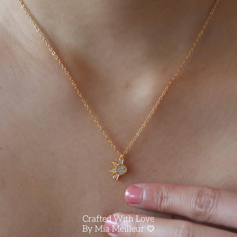 Sun and Moon Pendant Necklace, Matching Couple Jewelry, Gold Sun Silver Moon Necklace, Best Gift for extra image