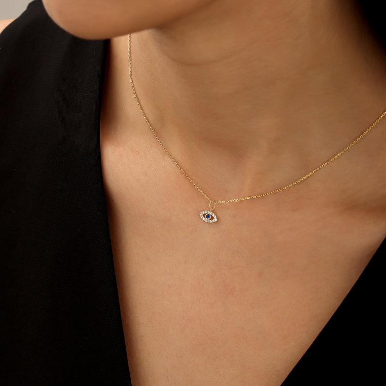 Protective Evil Eye Necklace | Minimalist Silver Pendant | Thoughtful Gift for Mother's Day | AmazPromo