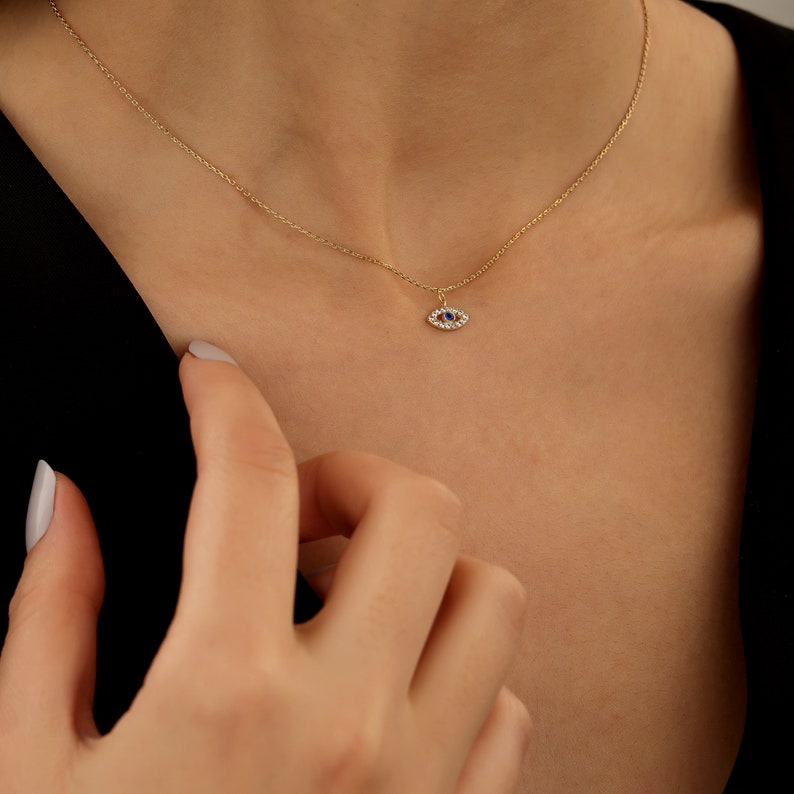 Protective Evil Eye Necklace | Minimalist Silver Pendant | Thoughtful Gift for Mother's Day | AmazPromo