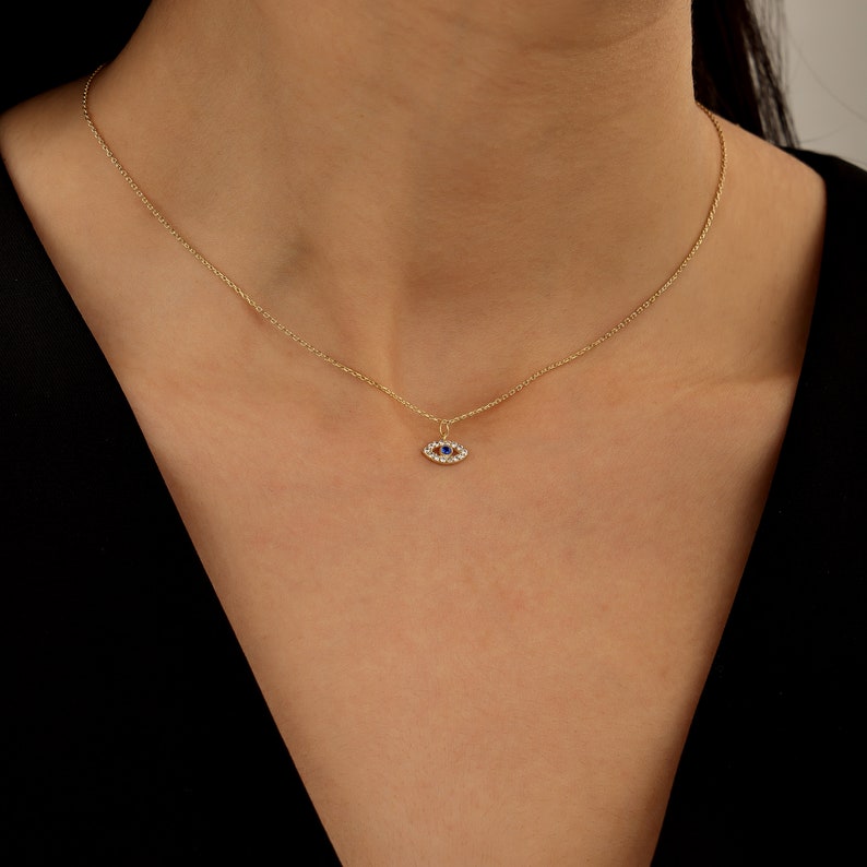 Protective Evil Eye Necklace | Minimalist Silver Pendant | Thoughtful Gift for Mother's Day extra image