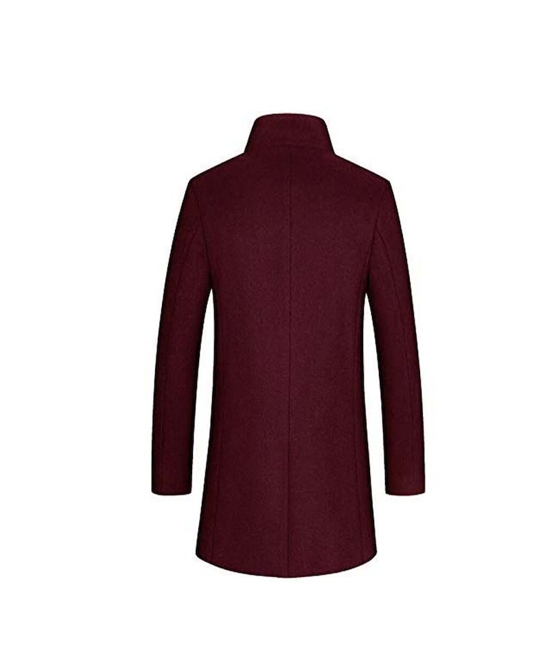 Men's Maroon Wool Overcoat – Vintage Long Trench Coat – Elegant Business Casual Winter Coat | AmazPromo