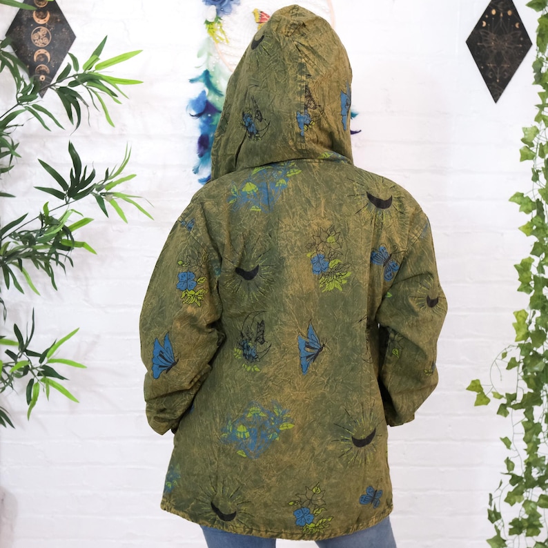 Handmade Boho Gothic Cotton Jacket with Hoodie – Unisex Hippie Zip-Up Hoodie, Sustainable & Ethic extra image