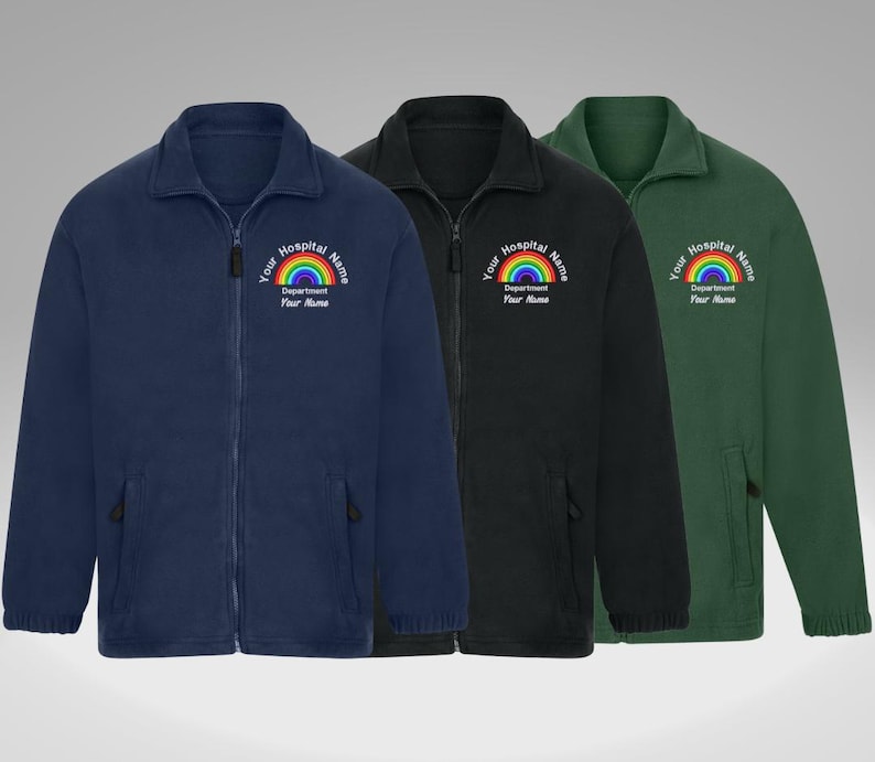 Personalised Rainbow Fleece | Custom Embroidered Medical Uniform for Healthcare Staff, Student Nurse | AmazPromo