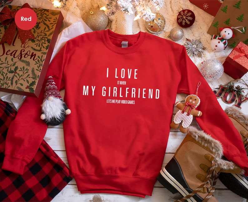 Funny Gamer Boyfriend Hoodie - Valentine's Day Gift, I Love My Girlfriend Sweatshirt, Gamer Couple | AmazPromo