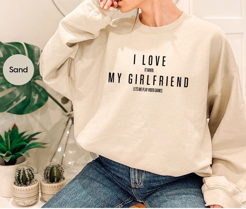 Funny Gamer Boyfriend Hoodie - Valentine's Day Gift, I Love My Girlfriend Sweatshirt, Gamer Couple | AmazPromo