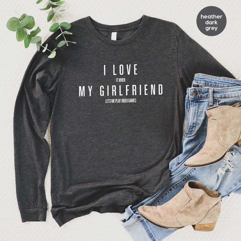 Funny Gamer Boyfriend Hoodie - Valentine's Day Gift, I Love My Girlfriend Sweatshirt, Gamer Couple extra image