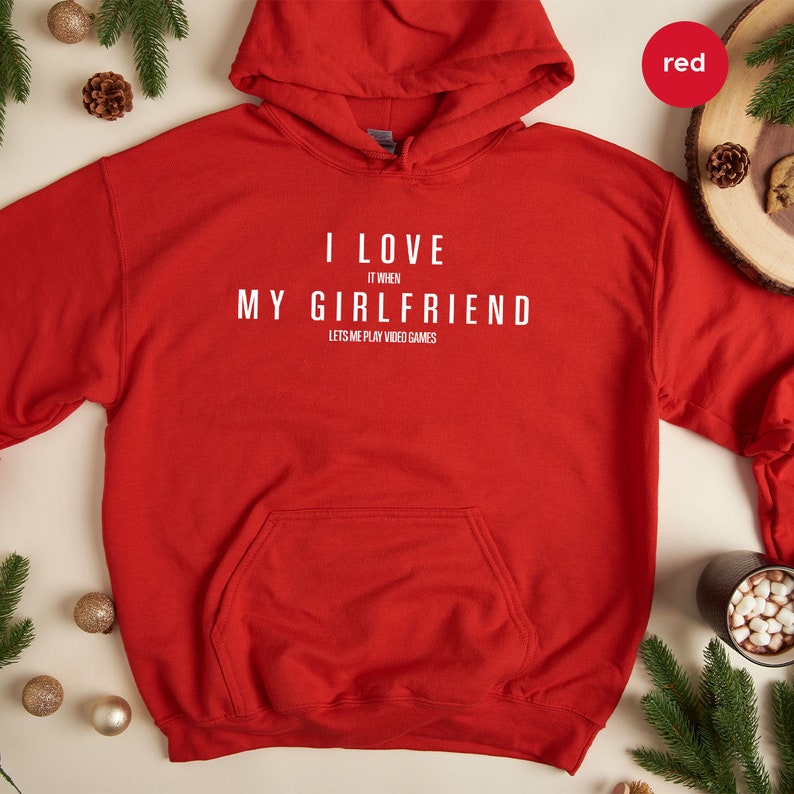 Funny Gamer Boyfriend Hoodie - Valentine's Day Gift, I Love My Girlfriend Sweatshirt, Gamer Couple extra image