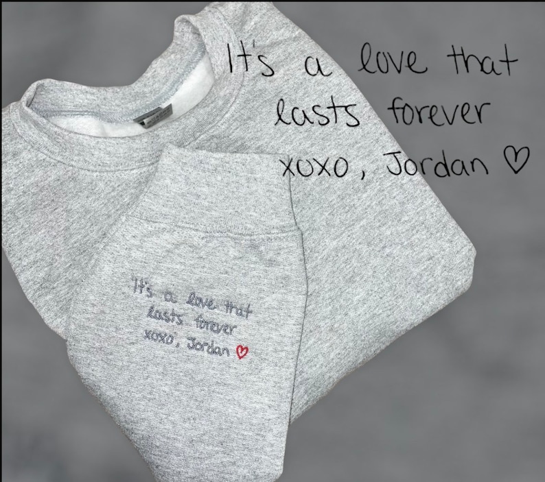 Personalized Handwriting Embroidered Sweatshirt or Hoodie – Custom Gift for Couples, Anniversary extra image