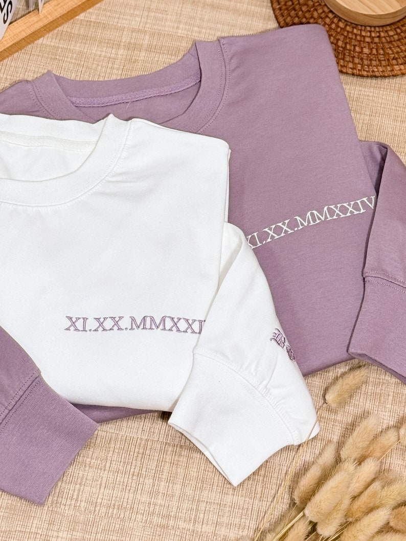 Custom Embroidered Roman Numerals Hoodie | Personalized Anniversary Date Sweatshirt | Couples Gift | AmazPromo