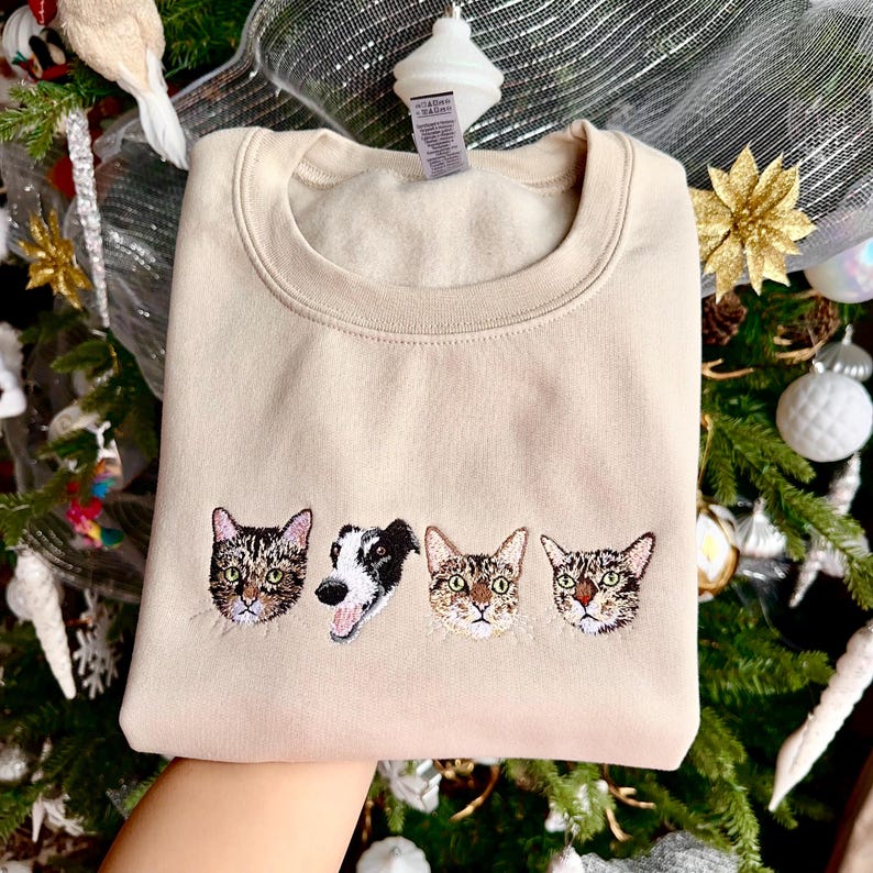 Custom Embroidered Pet Sweatshirt – Personalized Pet Hoodie with Name – Unique Pet Face Embroidery C | AmazPromo
