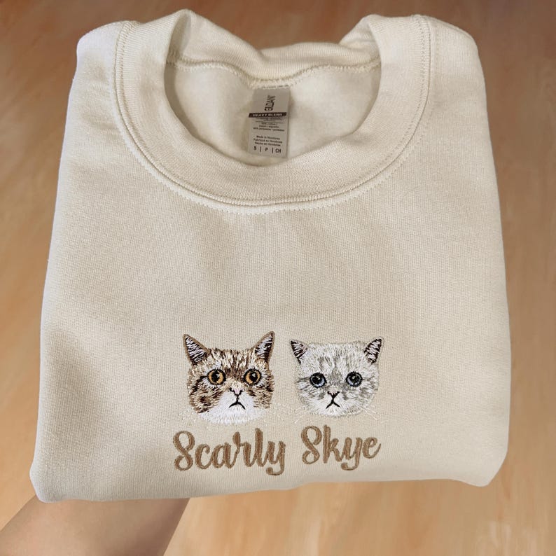 Custom Embroidered Pet Sweatshirt – Personalized Pet Hoodie with Name – Unique Pet Face Embroidery C | AmazPromo