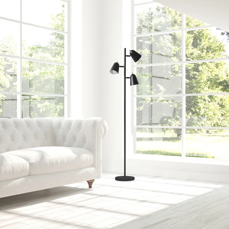68" Tree Floor Lamp with 3 Adjustable LED Bulbs – Modern Industrial Standing Lamp | AmazPromo