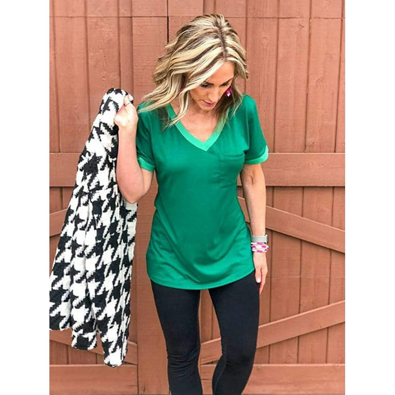 MOSHU Women's V-Neck Casual Summer T-Shirt with Pockets – Loose Fit, Short Sleeve, Breathable Cotton extra image