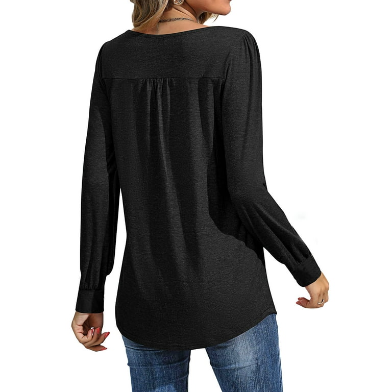 Fantaslook Women's Pleated Puff Sleeve Tunic Top | Dressy Casual Long Sleeve Fall Blouse | Elegant extra image