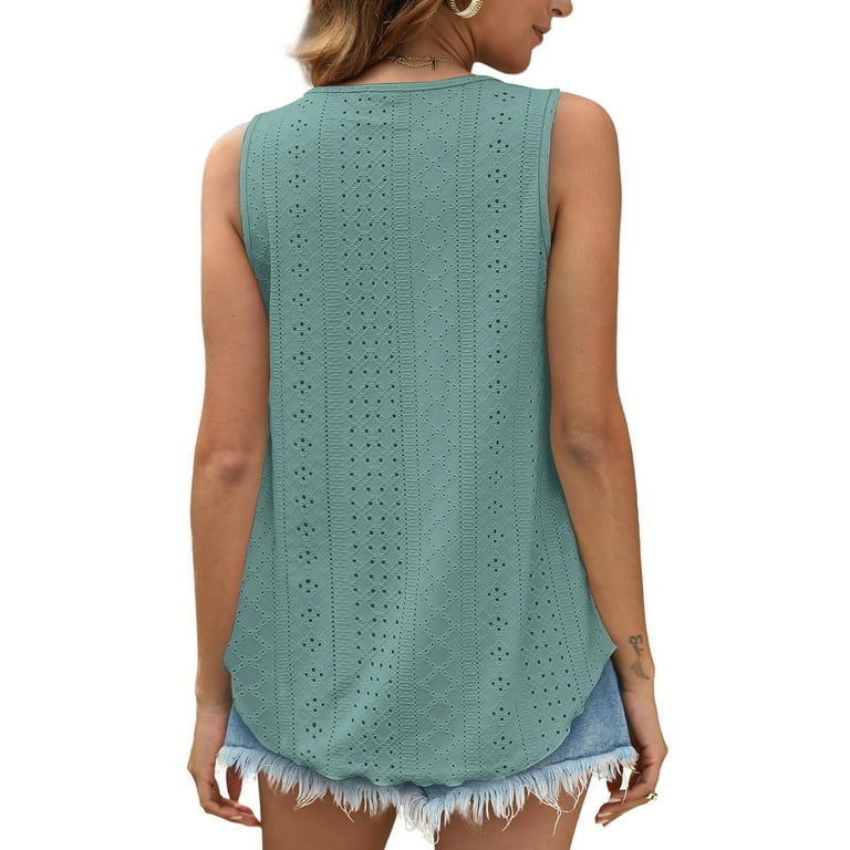 Fantaslook Women's Eyelet Embroidered Tank Top - Sleeveless Casual Summer Blouse with Crew Neck - extra image
