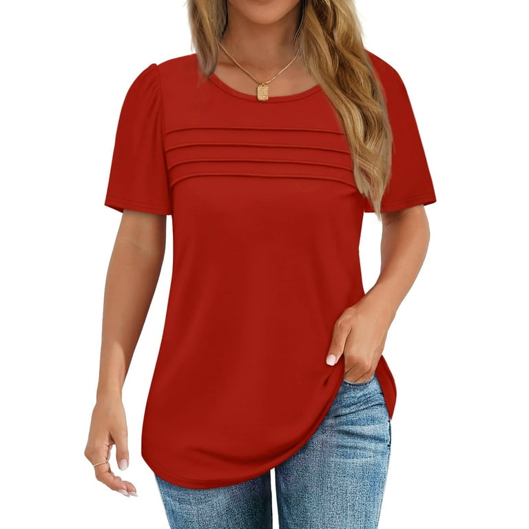 INSPIRE CHIC Women's Boat Neck Half Sleeves Midi Flared Office Dress – Elegant Pleated Tunic | AmazPromo