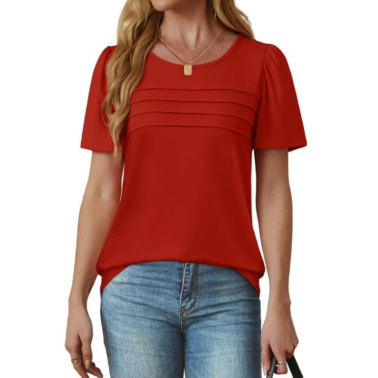 INSPIRE CHIC Women's Boat Neck Half Sleeves Midi Flared Office Dress – Elegant Pleated Tunic | AmazPromo