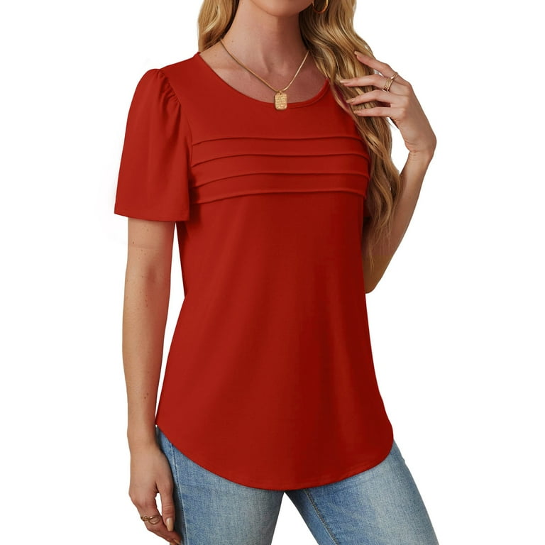 INSPIRE CHIC Women's Boat Neck Half Sleeves Midi Flared Office Dress – Elegant Pleated Tunic | AmazPromo