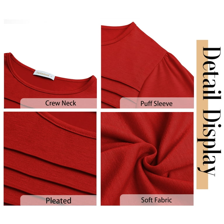 INSPIRE CHIC Women's Boat Neck Half Sleeves Midi Flared Office Dress – Elegant Pleated Tunic extra image