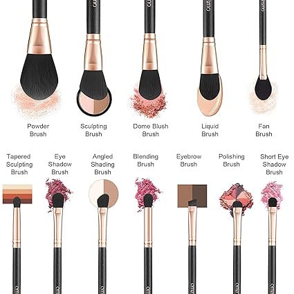 OMANIAC Professional Makeup Brush Set - 12-Piece Pearlescent Wood Handle Brushes with Cruelty-Free S | AmazPromo