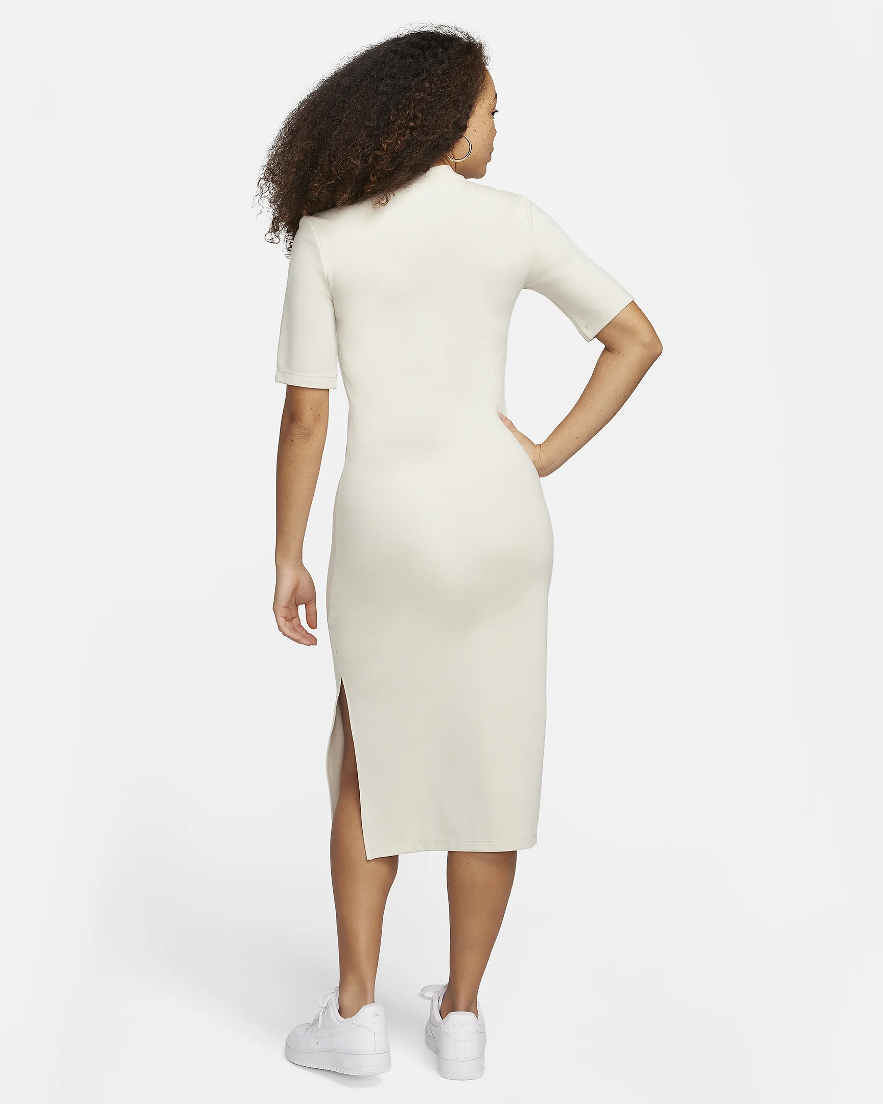 Nike Sportswear Essential Bodycon Dress - Women's Slim Fit Midi Dress with Side Slit & Embroidered S extra image