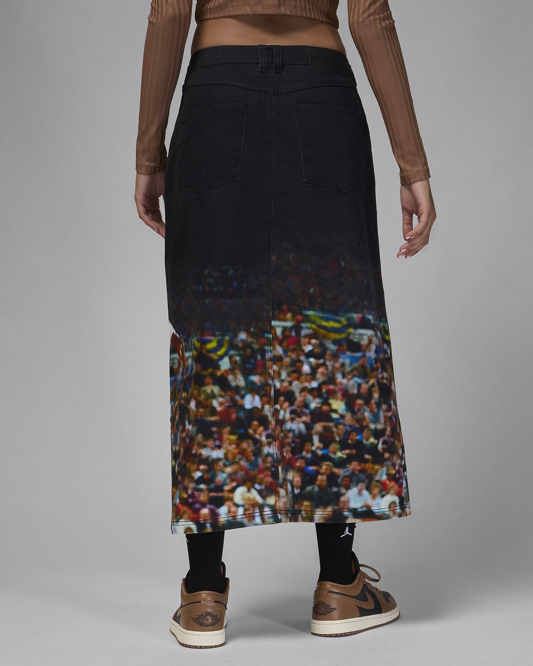 Air Jordan Women's Button-Front Maxi Skirt - High-Waisted Heavyweight Denim Skirt with Pockets & Ico extra image