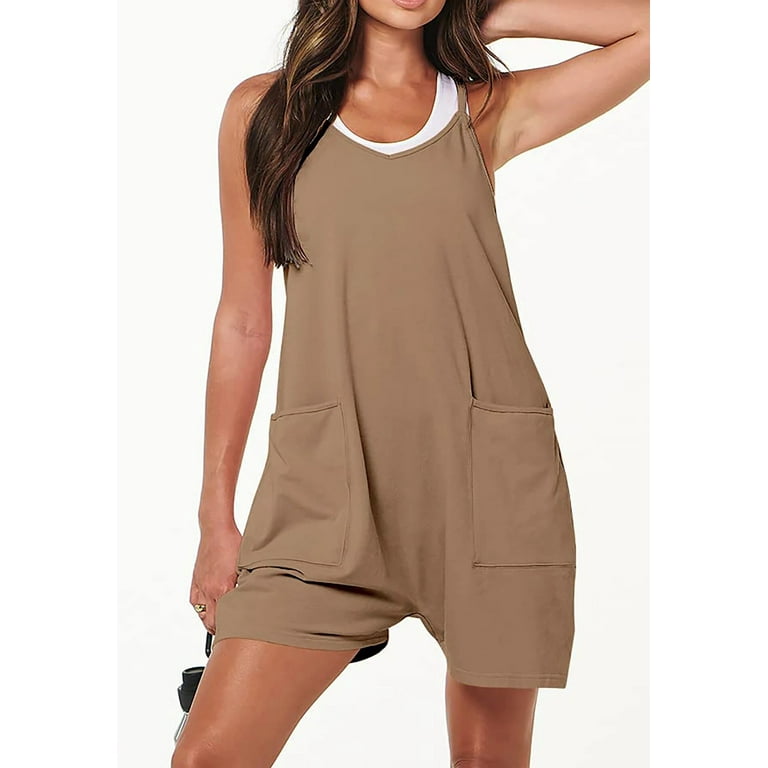 Fantaslook Women's Summer Jumpsuit – Casual Loose Fit Spaghetti Strap Romper with Pockets | | AmazPromo