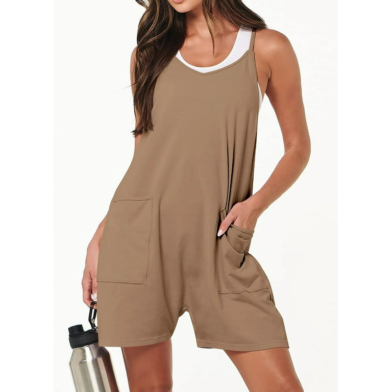 Fantaslook Women's Summer Jumpsuit – Casual Loose Fit Spaghetti Strap Romper with Pockets | | AmazPromo