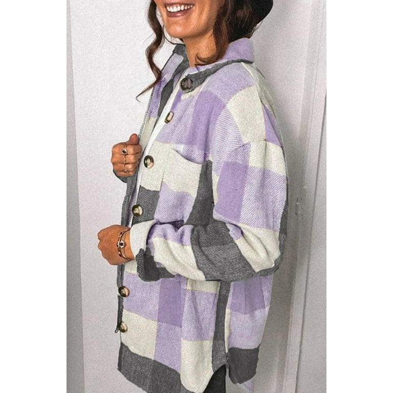 Fantaslook Women's Plaid Shacket Jacket - Stylish Flannel Button Down Shirt Coat with Pockets & Long | AmazPromo