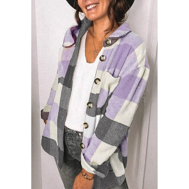 Fantaslook Women's Plaid Shacket Jacket - Stylish Flannel Button Down Shirt Coat with Pockets & Long | AmazPromo