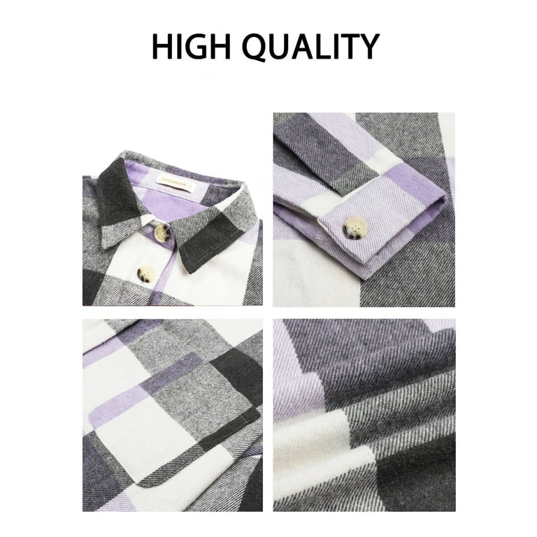 Fantaslook Women's Plaid Shacket Jacket - Stylish Flannel Button Down Shirt Coat with Pockets & Long extra image