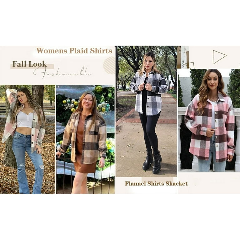 Fantaslook Women's Plaid Flannel Shacket Jacket – Stylish Button Down Long Sleeve Shirt Coat extra image
