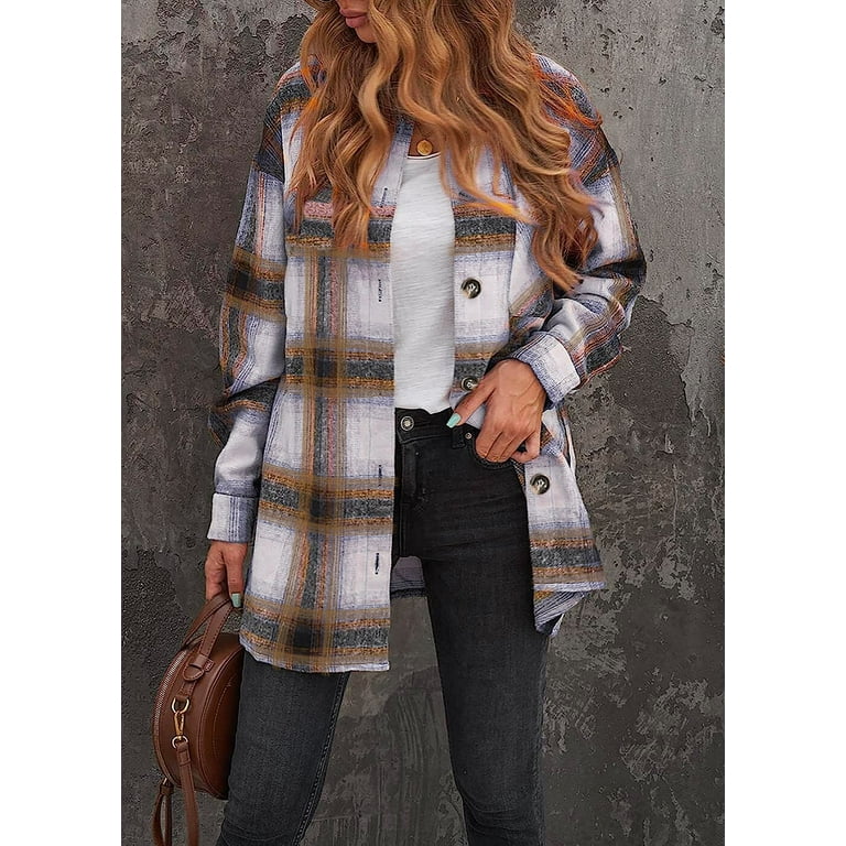 Fantaslook Women's Plaid Shacket Jacket Long Sleeve Button-Down Flannel Shirt Coat – Stylish & Cozy extra image