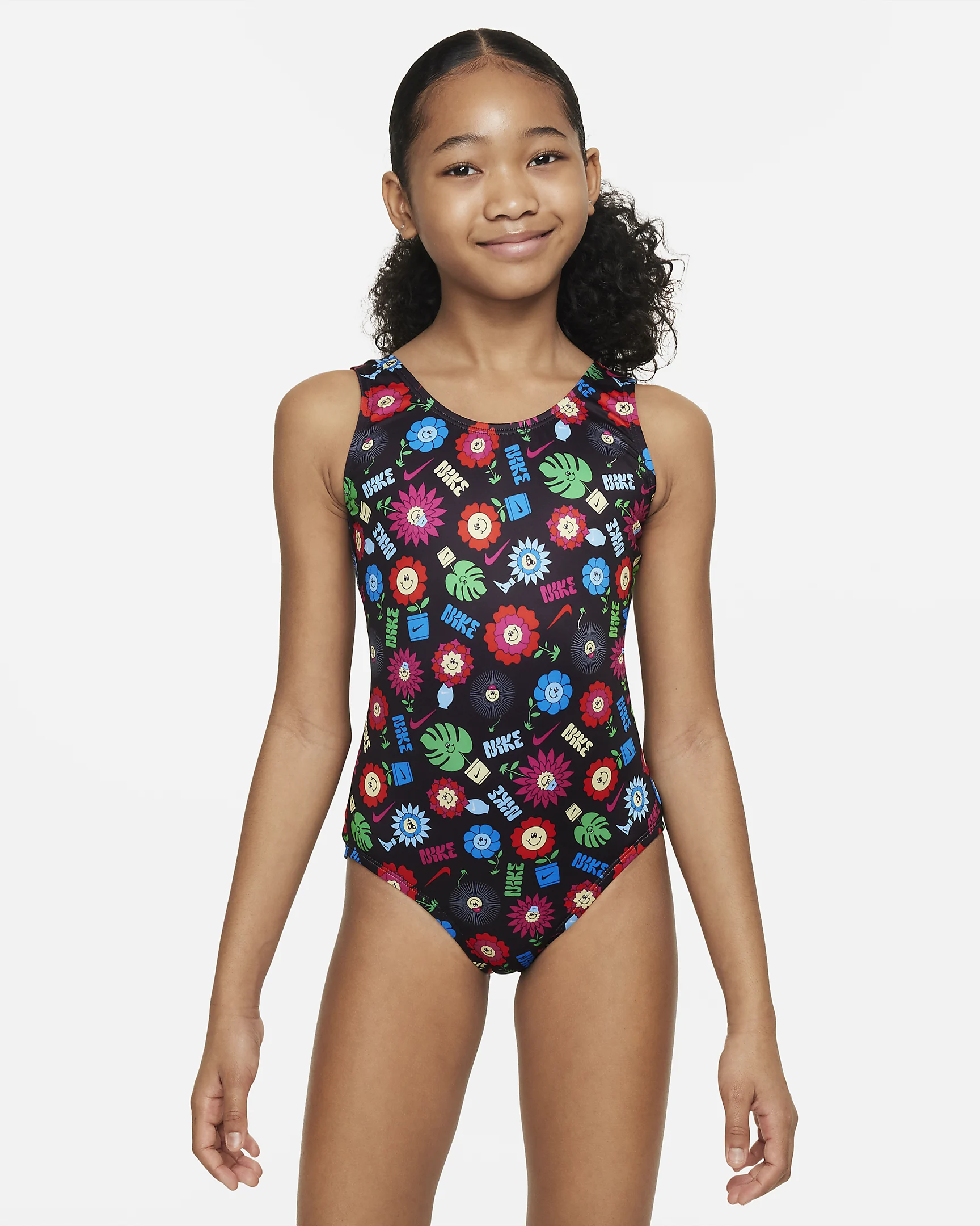 Nike Girls’ Garden Party One-Piece Swimsuit – Playful Doodle Print, Stretch Fit & Full Coverage for | AmazPromo