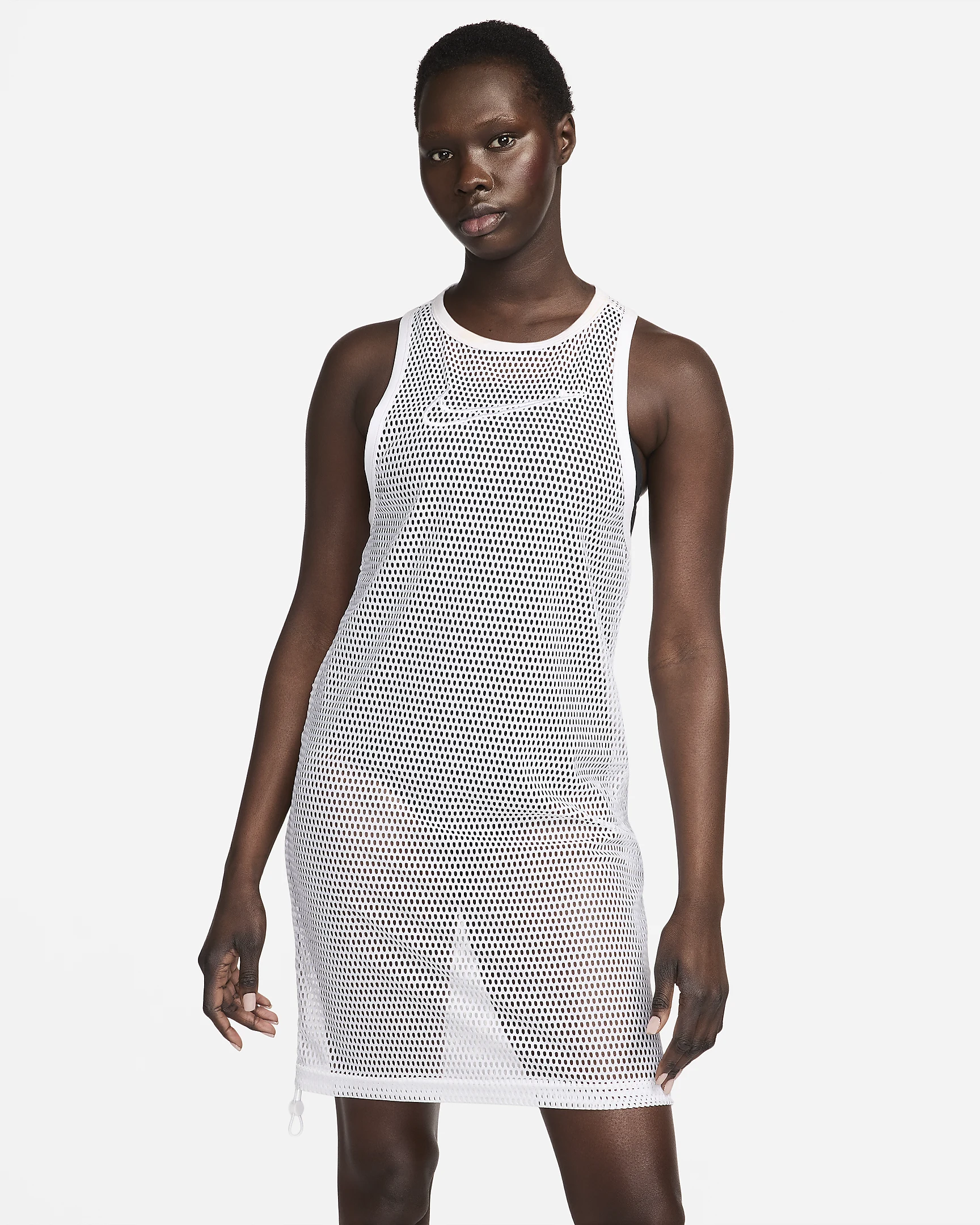 Nike Swim Women's Racerback Cover-Up Dress – Adjustable Drawcord & Relaxed Fit Beachwear in White | AmazPromo