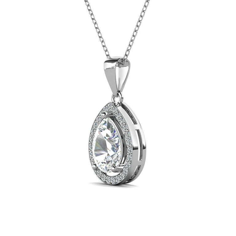 Cate & Chloe Isabel 18k White Gold Plated Pendant Necklace for Women – Elegant Simulated Diamond Cry extra image