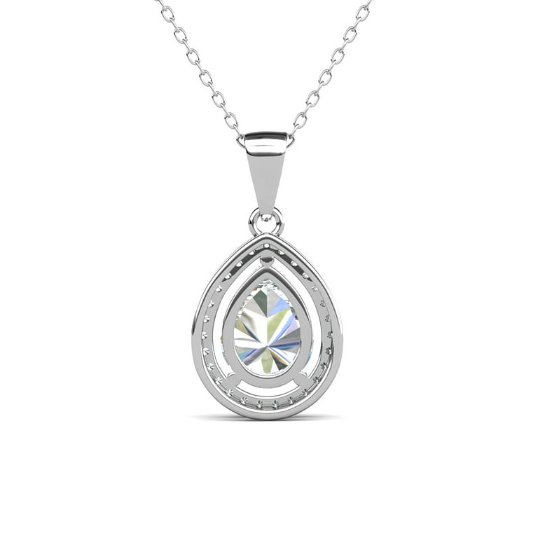 Cate & Chloe Isabel 18k White Gold Plated Pendant Necklace for Women – Elegant Simulated Diamond Cry extra image
