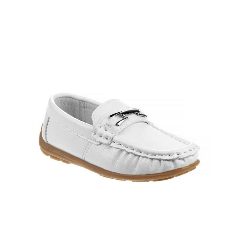 Josmo Toddler Boys Slip-On Loafers with Metal Accent – Dressy & Casual Shoes for Kids, White | AmazPromo