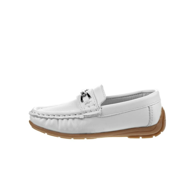 Josmo Toddler Boys Slip-On Loafers with Metal Accent – Dressy & Casual Shoes for Kids, White | AmazPromo