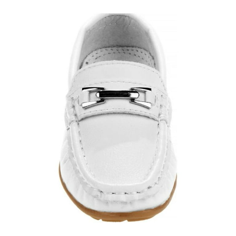 Josmo Toddler Boys Slip-On Loafers with Metal Accent – Dressy & Casual Shoes for Kids, White extra image