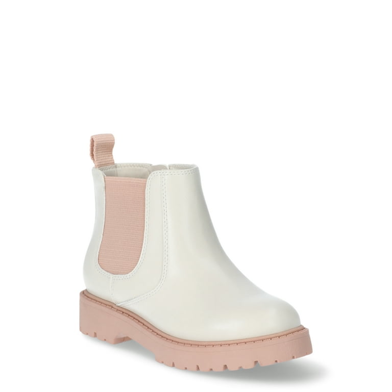 Wonder Nation Girls’ Chelsea Boots – Stylish Pink Ankle Boots for Kids with Side Zipper & Elastic | AmazPromo