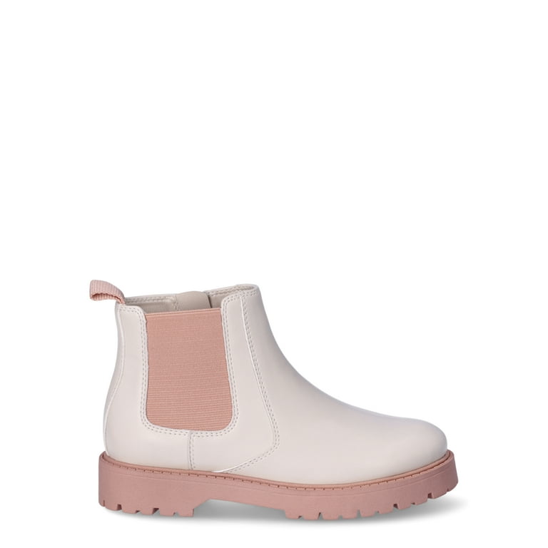 Wonder Nation Girls’ Chelsea Boots – Stylish Pink Ankle Boots for Kids with Side Zipper & Elastic | AmazPromo